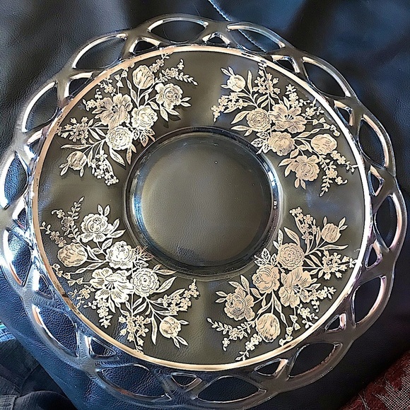 Vintage Sterling Silver Overlay Serving Platter - Picture 1 of 3